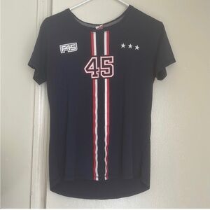 Navy blue breathable athletic shirt